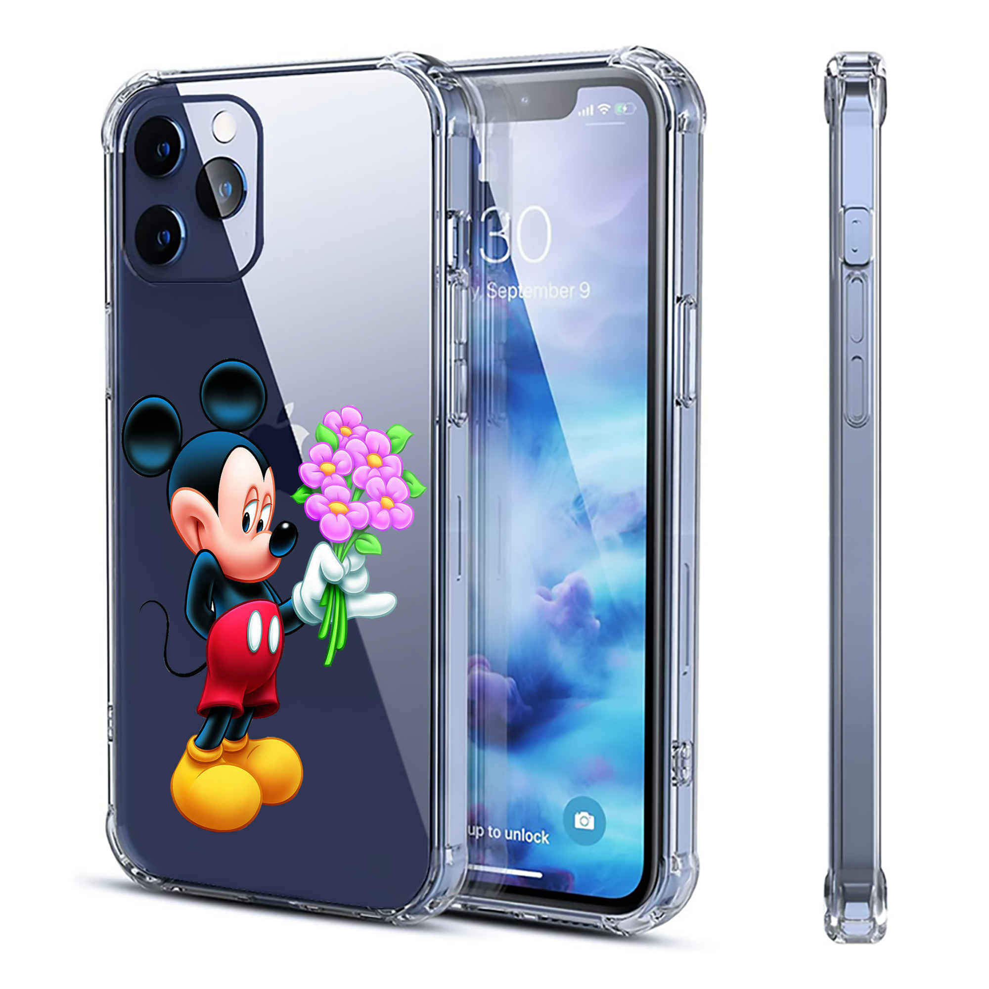 （画像用） ミッキーマウス Mickey Mouse 【iPhone 12シリーズ対応】透明スマホケース（クリアソフトケース）